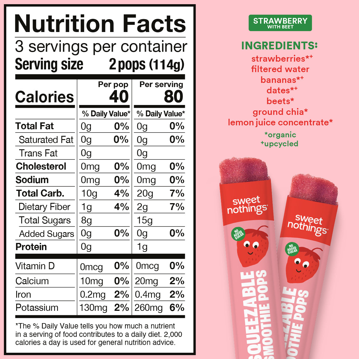 Strawberry Beet Squeezable Smoothie Pops